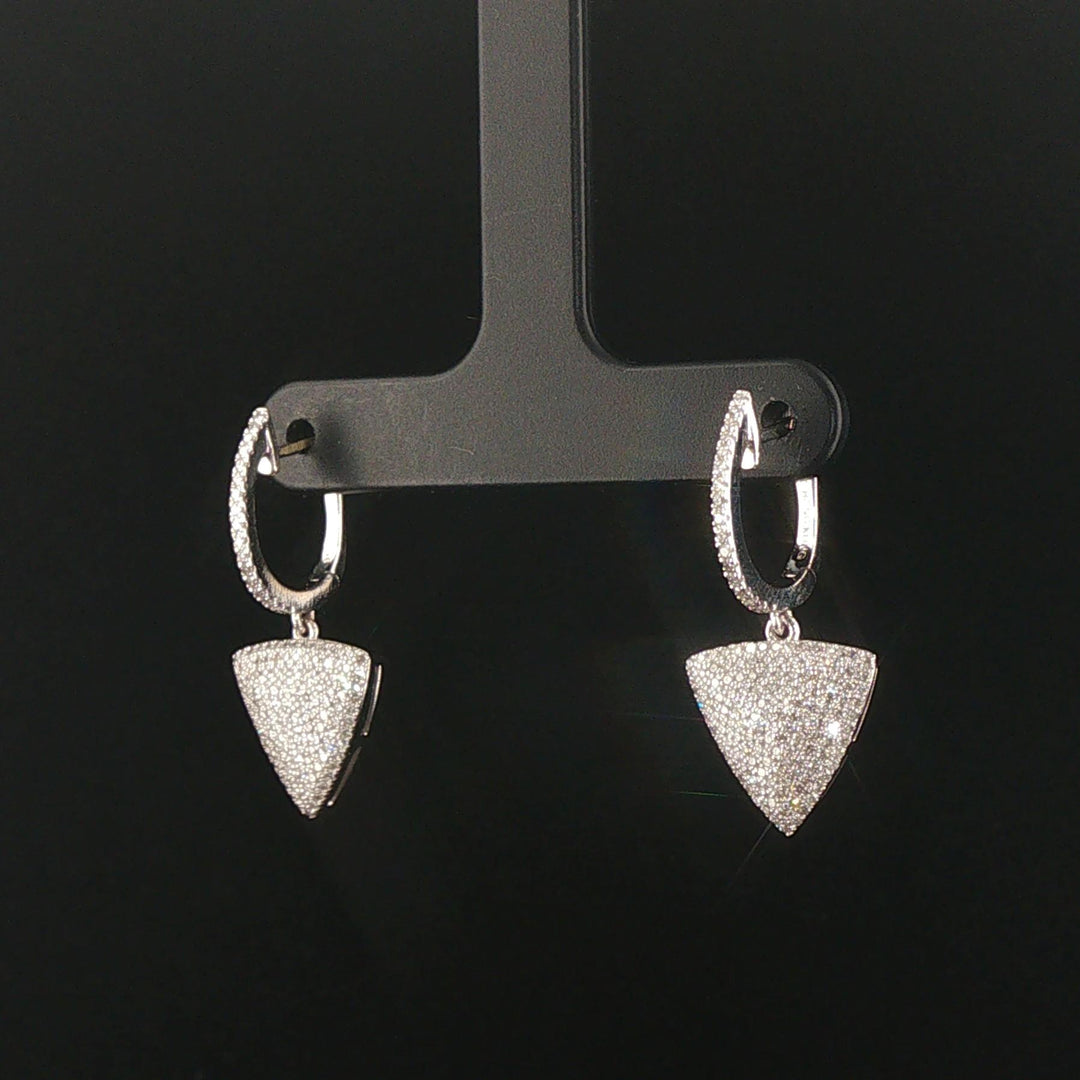 14k White Gold and 2cttw Pave Diamond Drop Dangle Earrings