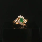 14k Yellow Gold 0.44ct Emerald and 0.20cttw Diamond Bypass Ring Size 6.5