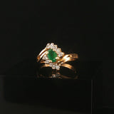 14k Yellow Gold 0.44ct Emerald and 0.20cttw Diamond Bypass Ring Size 6.5