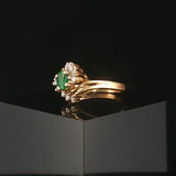 14k Yellow Gold 0.44ct Emerald and 0.20cttw Diamond Bypass Ring Size 6.5