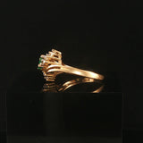 14k Yellow Gold 0.44ct Emerald and 0.20cttw Diamond Bypass Ring Size 6.5