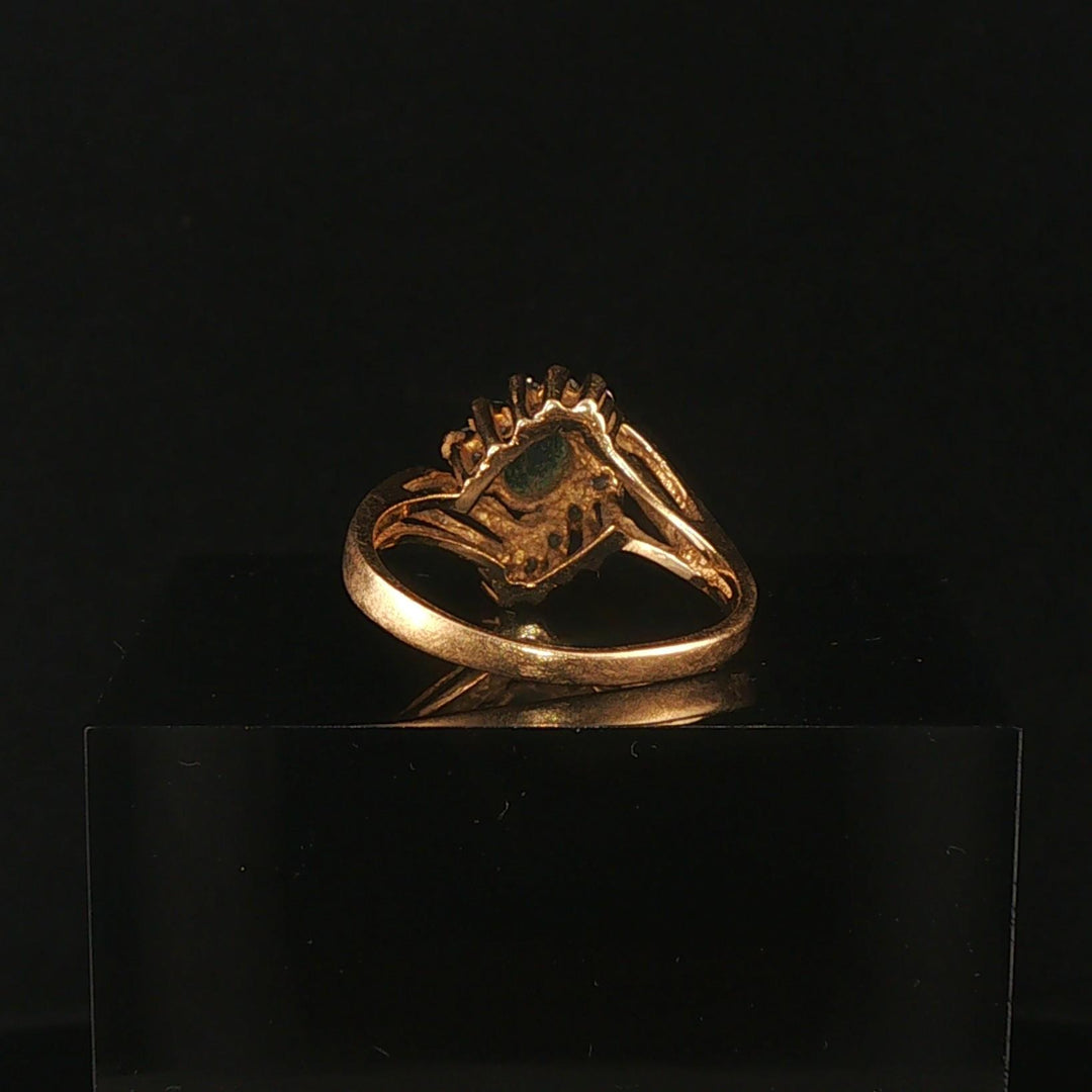14k Yellow Gold 0.44ct Emerald and 0.20cttw Diamond Bypass Ring Size 6.5