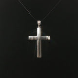 14k White Gold Sapphire and Diamond Vintage Filigree Cross Pendant 1.5"