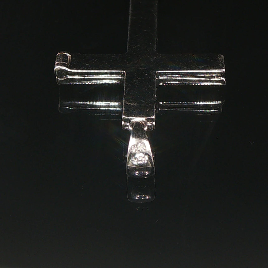 14k White Gold Sapphire and Diamond Vintage Filigree Cross Pendant 1.5"