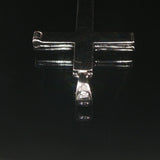 14k White Gold Sapphire and Diamond Vintage Filigree Cross Pendant 1.5"