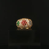 18k Yellow Gold Multi Gemstone and 2.50cttw Diamond Bombe Ring Size 7