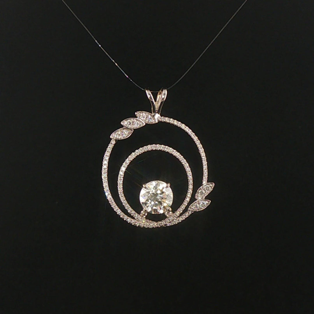 18k White Gold and 1.30ct Diamond Circle Pendant 1.25"