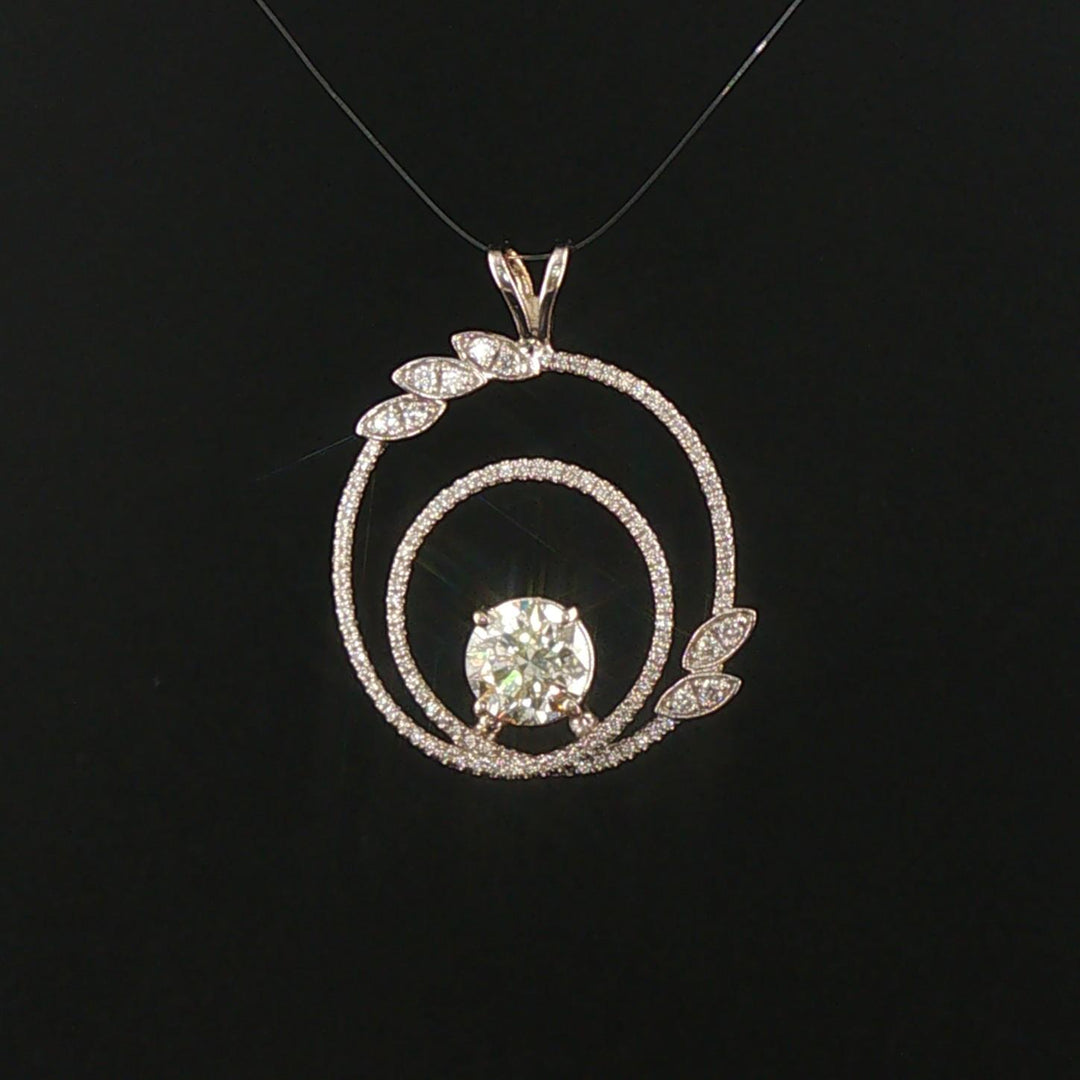 18k White Gold and 1.30ct Diamond Circle Pendant 1.25"