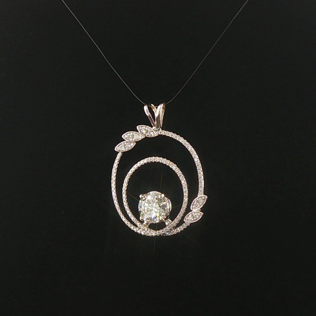 18k White Gold and 1.30ct Diamond Circle Pendant 1.25"