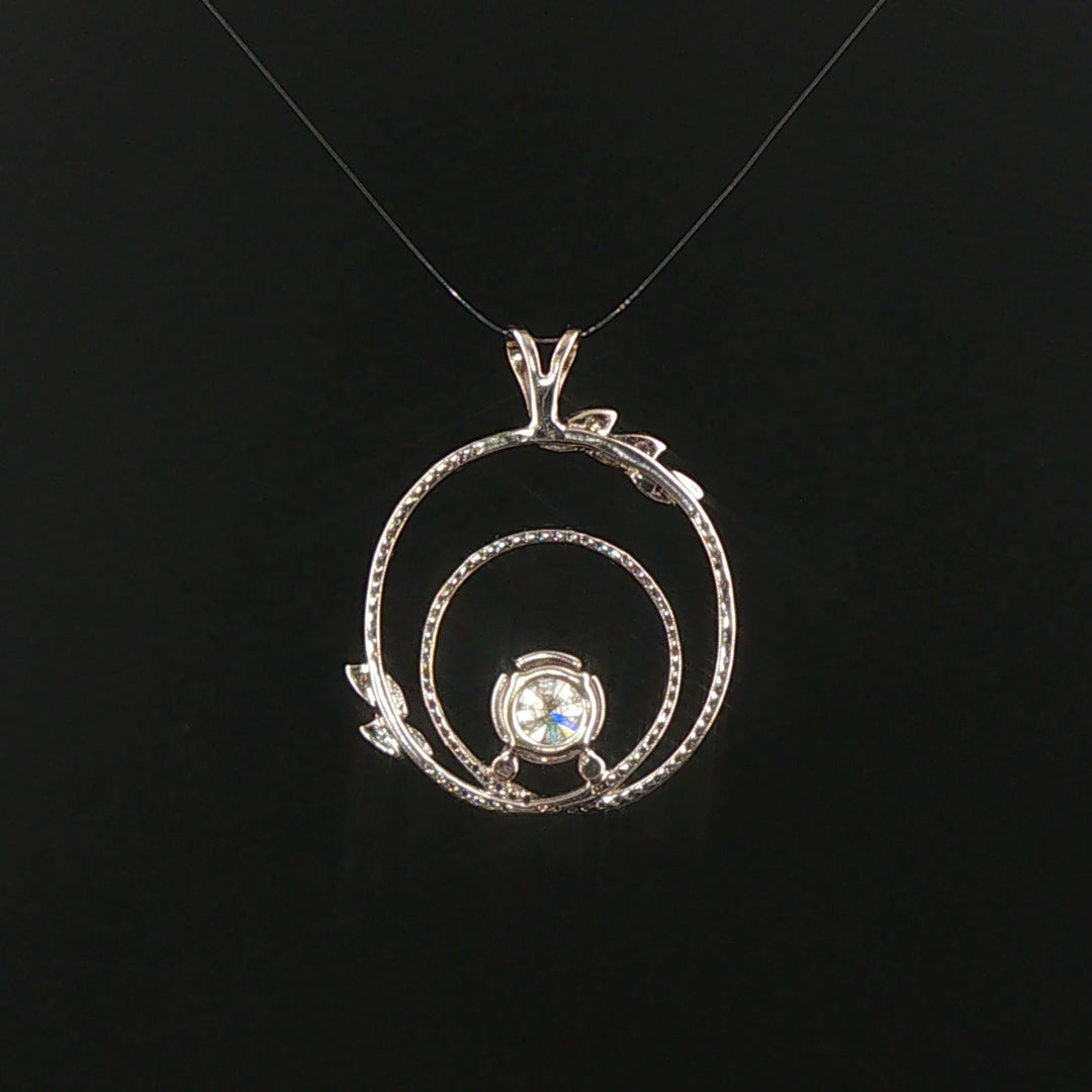 18k White Gold and 1.30ct Diamond Circle Pendant 1.25"