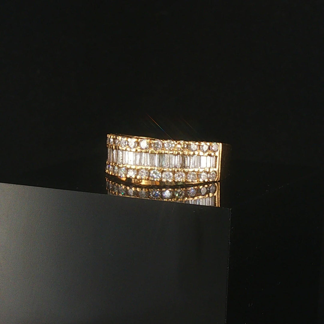 18k Yellow Gold and 1cttw Round and Baguette Diamond Ladies Band Ring Size 6.5