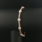 14k Yellow and White Gold 1cttw Diamond Station Bead Link Bracelet 7"