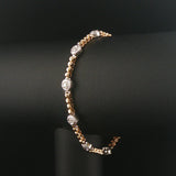 14k Yellow and White Gold 1cttw Diamond Station Bead Link Bracelet 7"