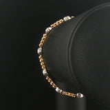 14k Yellow and White Gold 1cttw Diamond Station Bead Link Bracelet 7"
