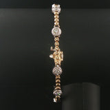 14k Yellow and White Gold 1cttw Diamond Station Bead Link Bracelet 7"