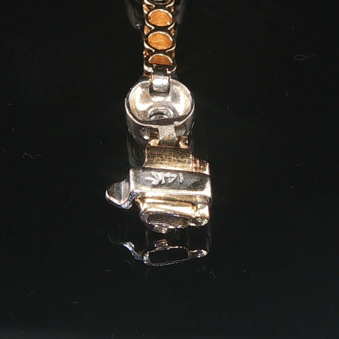 14k Yellow and White Gold 1cttw Diamond Station Bead Link Bracelet 7"