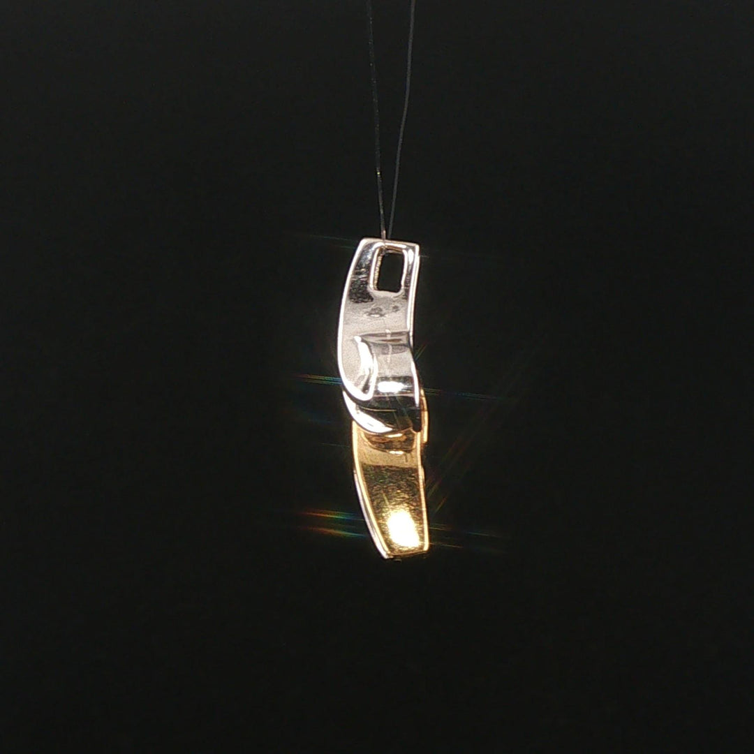 14k Yellow and White Gold 0.50cttw Round and Baguette Diamond Slide Pendant 1"
