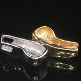 14k Yellow and White Gold 0.50cttw Round and Baguette Diamond Slide Pendant 1"