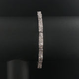 14k White Gold and 4cttw Pave Diamond Curved Bar Wave Link Bracelet 6.75"