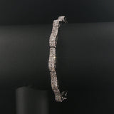 14k White Gold and 4cttw Pave Diamond Curved Bar Wave Link Bracelet 6.75"