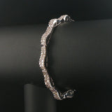 14k White Gold and 4cttw Pave Diamond Curved Bar Wave Link Bracelet 6.75"