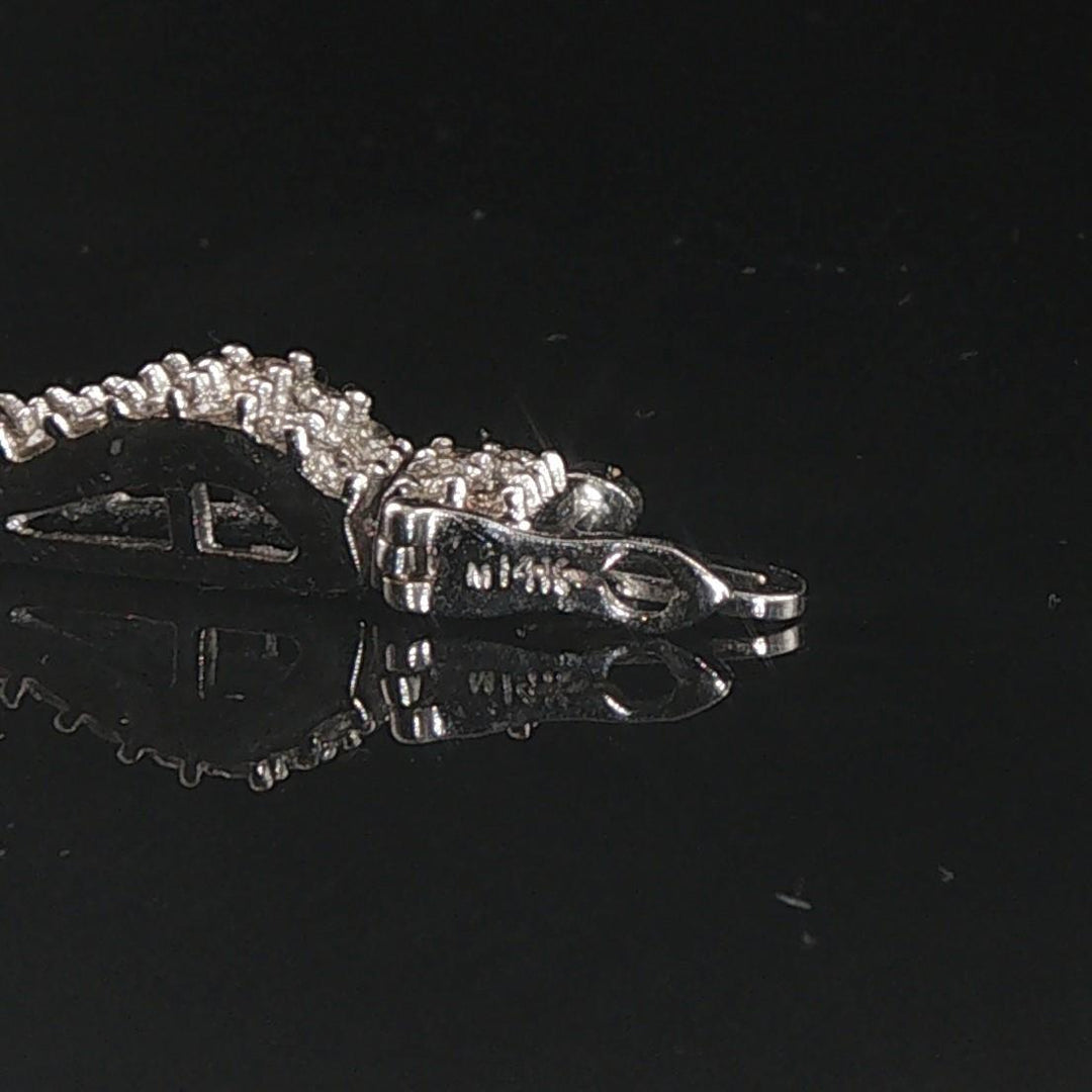 14k White Gold and 4cttw Pave Diamond Curved Bar Wave Link Bracelet 6.75"