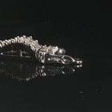 14k White Gold and 4cttw Pave Diamond Curved Bar Wave Link Bracelet 6.75"