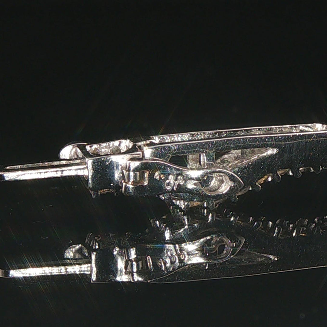 14k White Gold and 4cttw Pave Diamond Curved Bar Wave Link Bracelet 6.75"