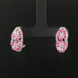 18k White Gold Pink Sapphire and 0.75cttw Hoop Huggie Earrings