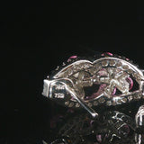 18k White Gold Pink Sapphire and 0.75cttw Hoop Huggie Earrings