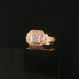 18k Rose Gold and 0.84cttw Diamond Solid Cluster Ring Size 6.5