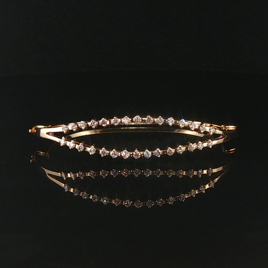 14k Yellow Gold and 0.50cttw Diamond Solid Vintage Bangle Bracelet 5.75"