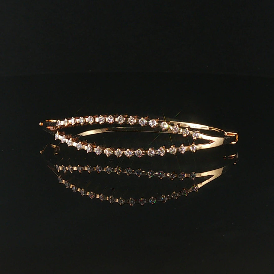 14k Yellow Gold and 0.50cttw Diamond Solid Vintage Bangle Bracelet 5.75"