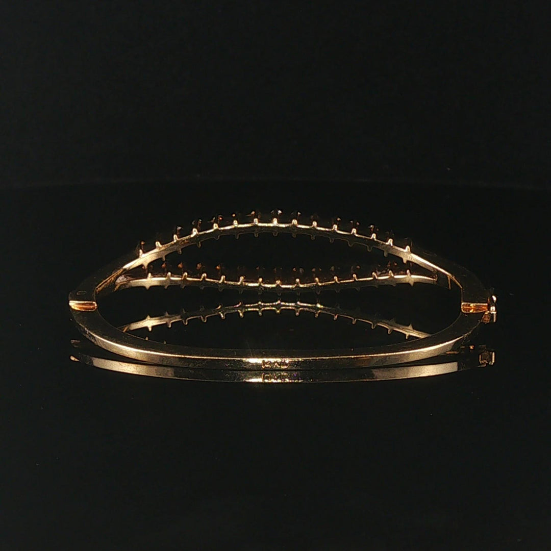 14k Yellow Gold and 0.50cttw Diamond Solid Vintage Bangle Bracelet 5.75"