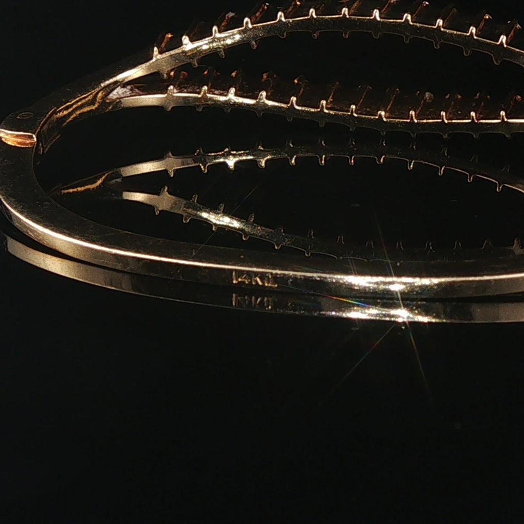 14k Yellow Gold and 0.50cttw Diamond Solid Vintage Bangle Bracelet 5.75"
