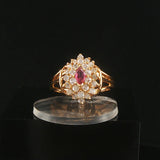 14k Yellow Gold Ruby and 0.60cttw Diamond Ring Size 7.75