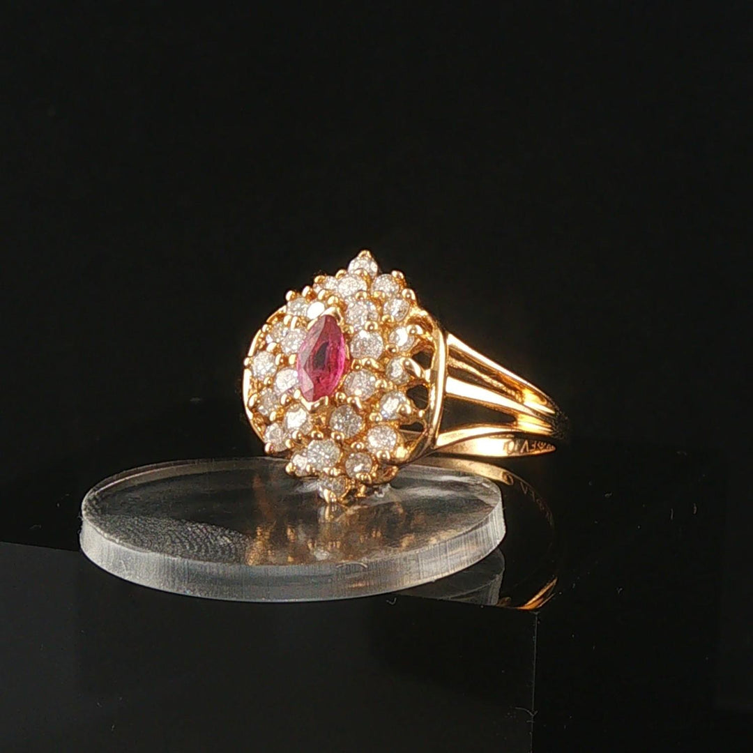 14k Yellow Gold Ruby and 0.60cttw Diamond Ring Size 7.75