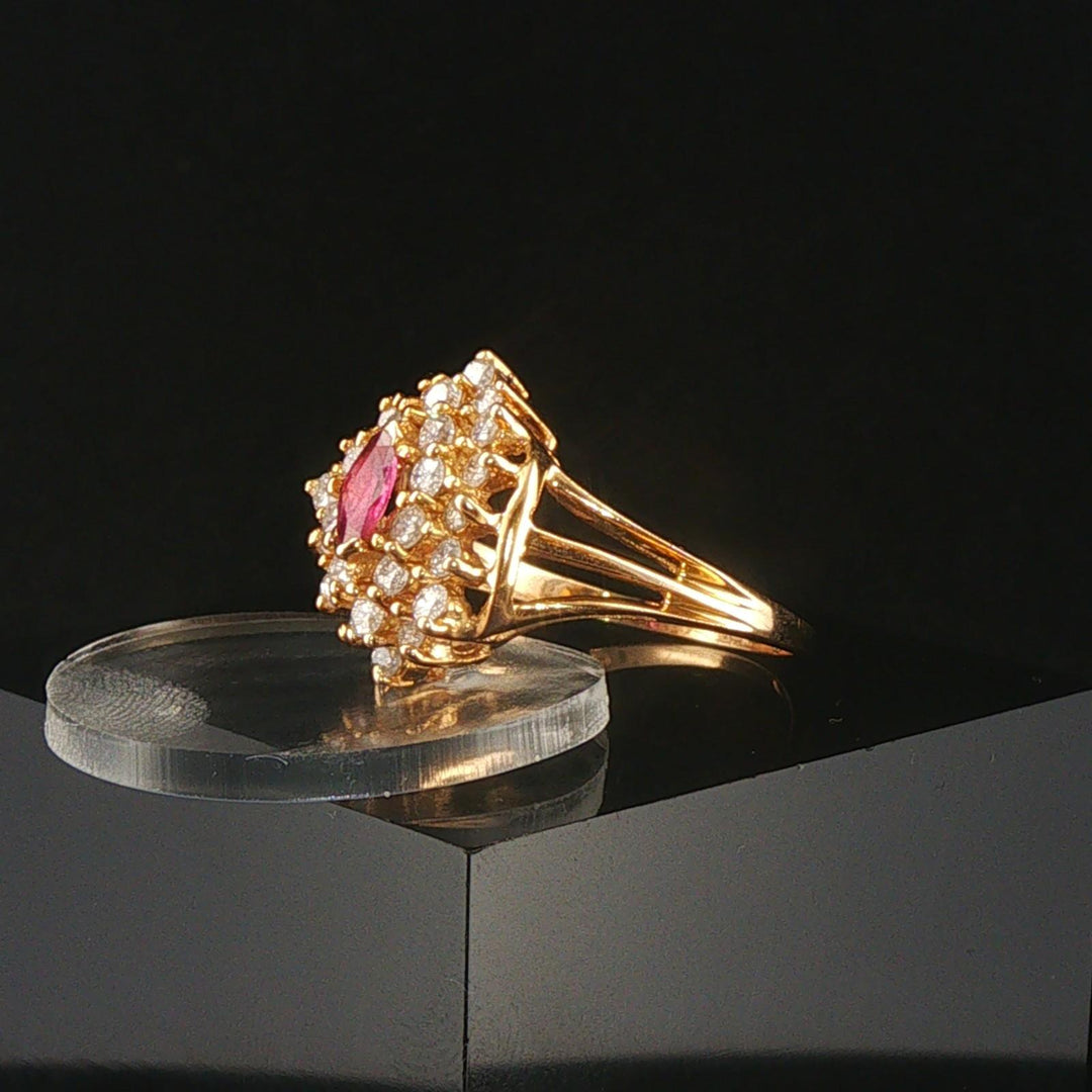14k Yellow Gold Ruby and 0.60cttw Diamond Ring Size 7.75