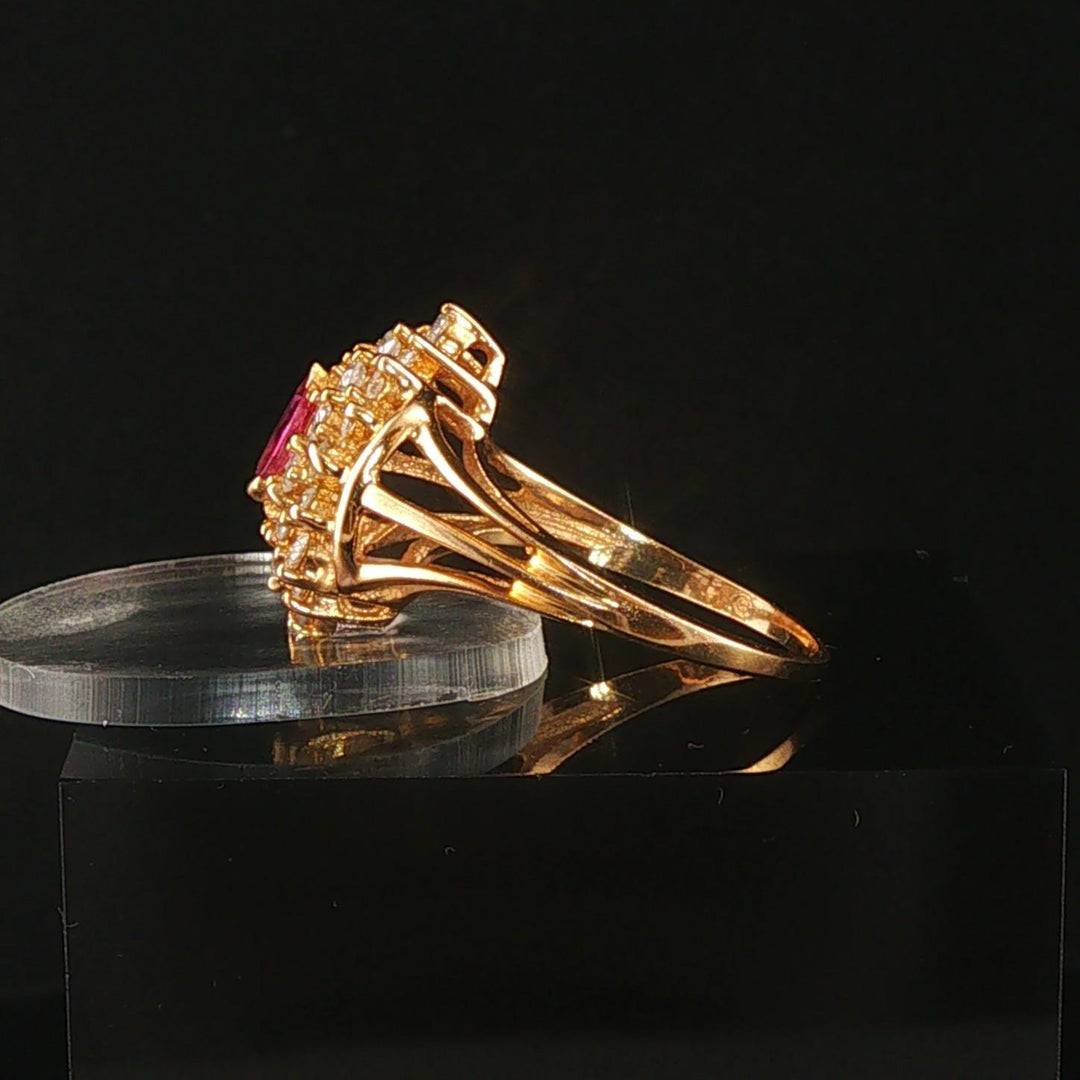 14k Yellow Gold Ruby and 0.60cttw Diamond Ring Size 7.75
