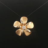 14k Yellow Gold and 0.25ct Diamond Plumeria Floral Pendant