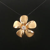 14k Yellow Gold and 0.25ct Diamond Plumeria Floral Pendant