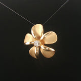 14k Yellow Gold and 0.25ct Diamond Plumeria Floral Pendant