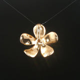 14k Yellow Gold and 0.25ct Diamond Plumeria Floral Pendant