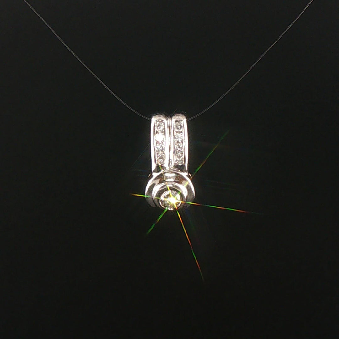 14k White Gold and 0.25cttw Diamond Solid Slide Pendant 0.65"