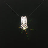14k White Gold and 0.25cttw Diamond Solid Slide Pendant 0.65"