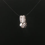14k White Gold and 0.25cttw Diamond Solid Slide Pendant 0.65"
