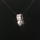 14k White Gold and 0.25cttw Diamond Solid Slide Pendant 0.65"