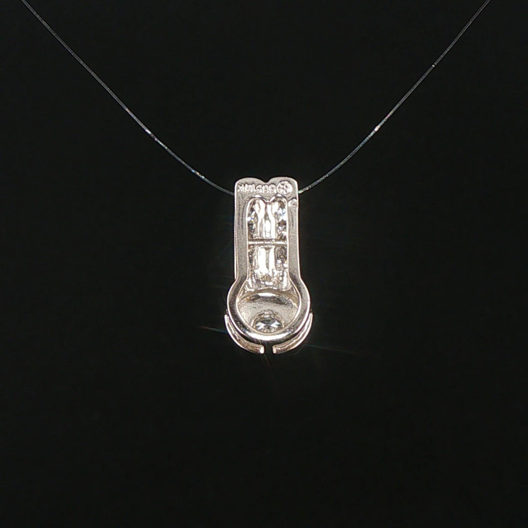 14k White Gold and 0.25cttw Diamond Solid Slide Pendant 0.65"