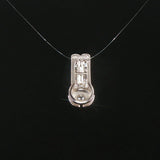 14k White Gold and 0.25cttw Diamond Solid Slide Pendant 0.65"