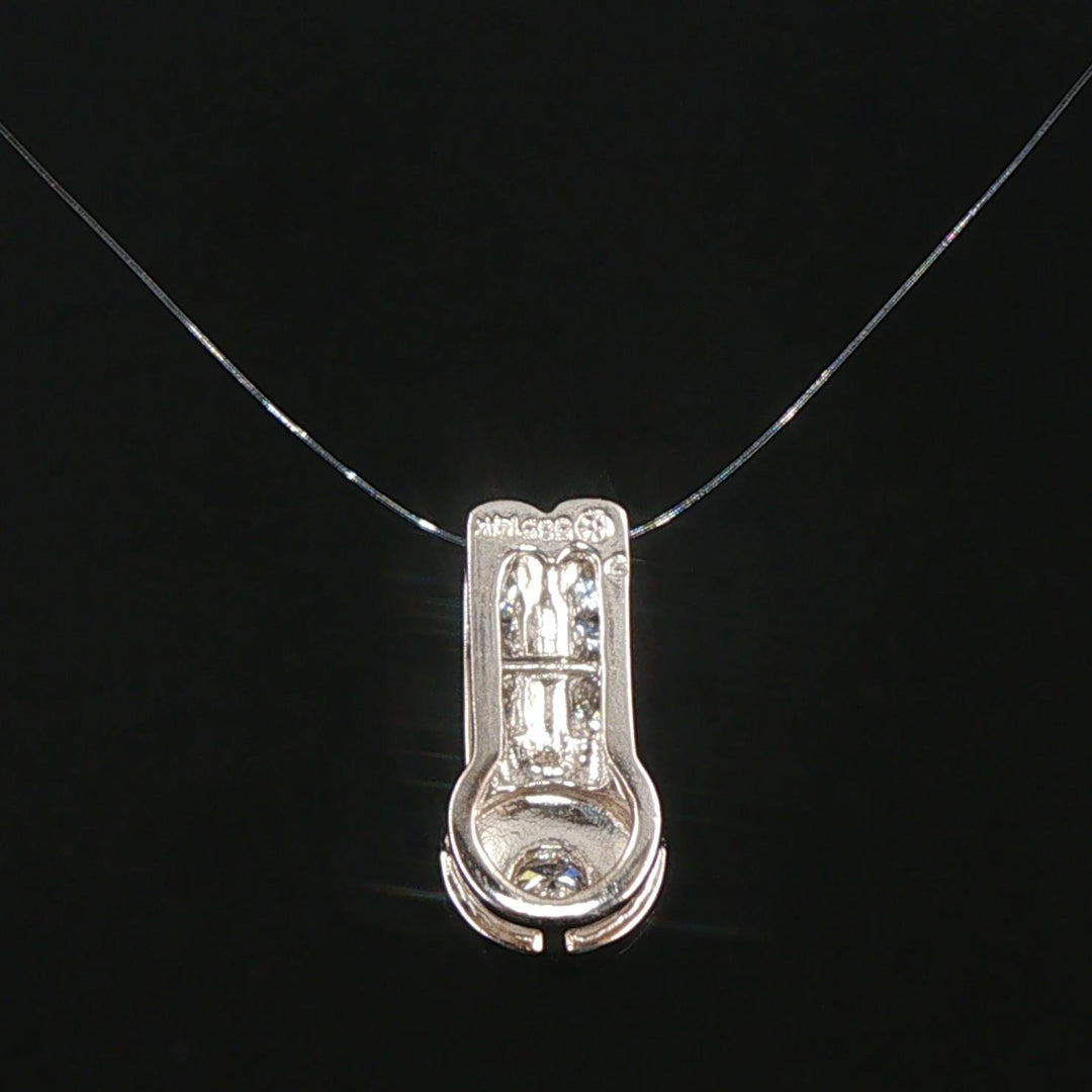14k White Gold and 0.25cttw Diamond Solid Slide Pendant 0.65"